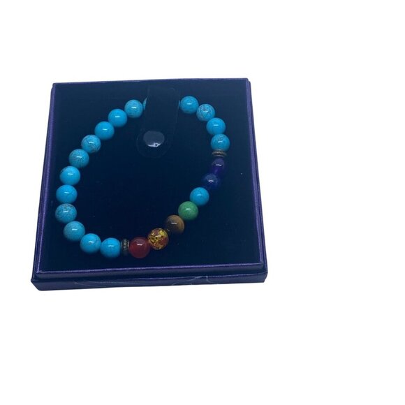 Gemstone Bracelets Rainbow Birthstone Crystal Beads Elastic 8mm 7.5 in Unisex - Picture 2 of 7